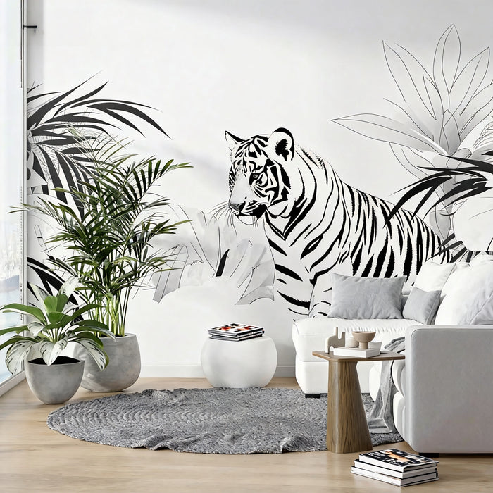 Tiger Wallpaper | Black and White Jungle