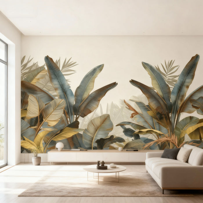 Wild Jungle Wallpaper | Large Green Toned Leaves