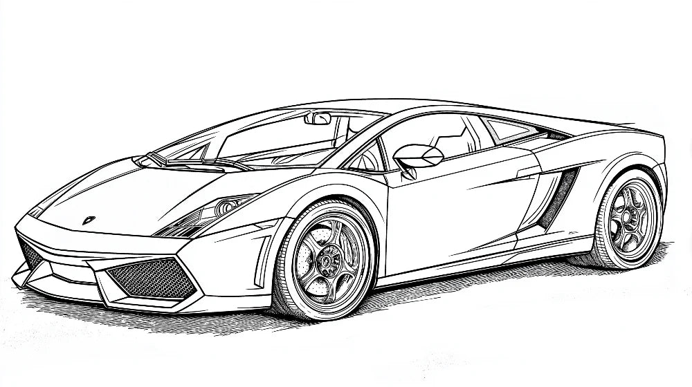Mural Wallpaper car drawing | Lamborghini Gallardo illustration