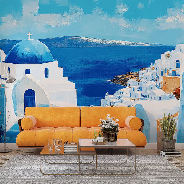 Mural Wallpaper Santorini | Greek Architecture by the Sea