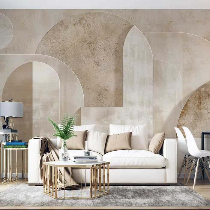 Art Deco Mural Wallpaper | Geometric Shapes Stone Effect
