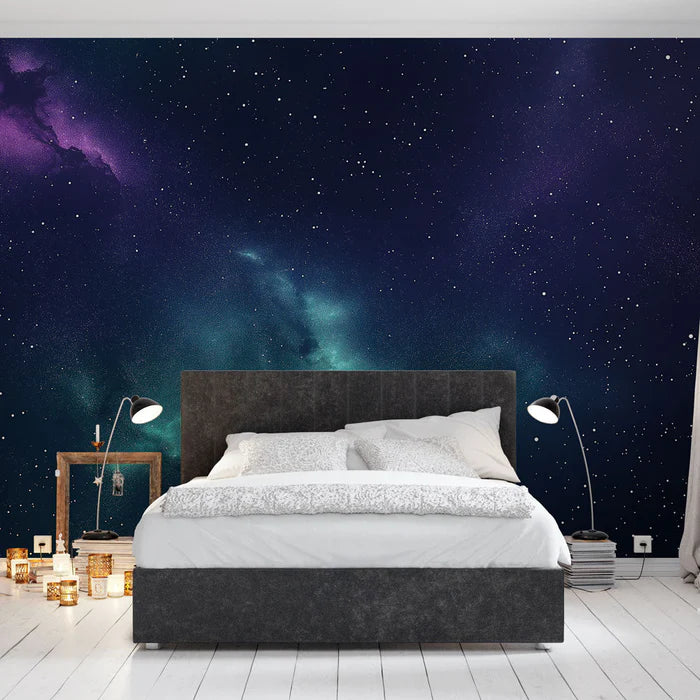 Mural Wallpaper galaxy | Twinkling stars and colorful clouds in the universe
