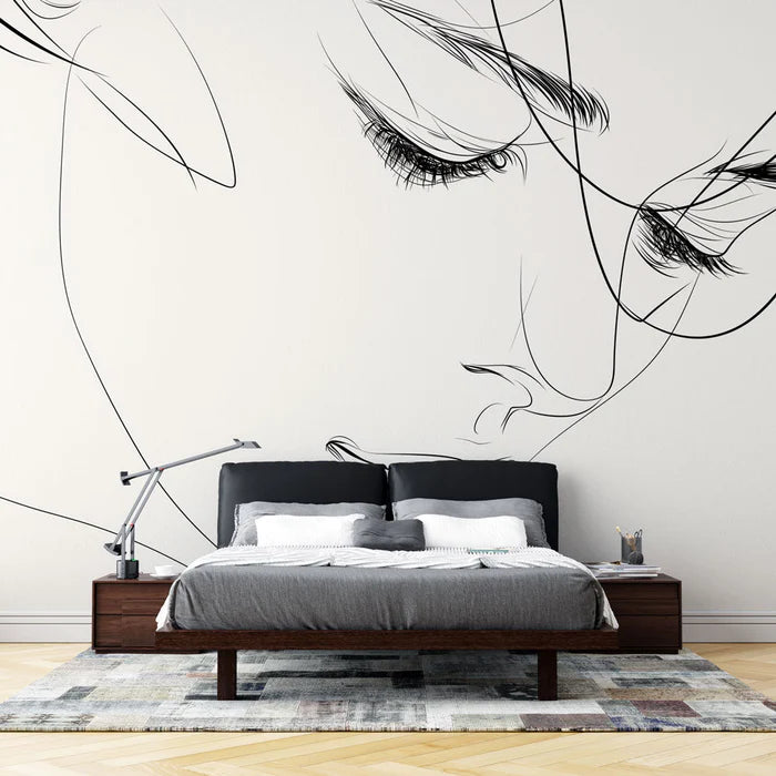 Line Art Mural Wallpaper | Shy