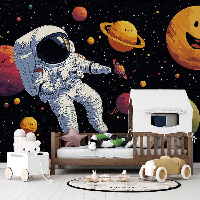 Mural Wallpaper astronaut | Happy and colorful universe