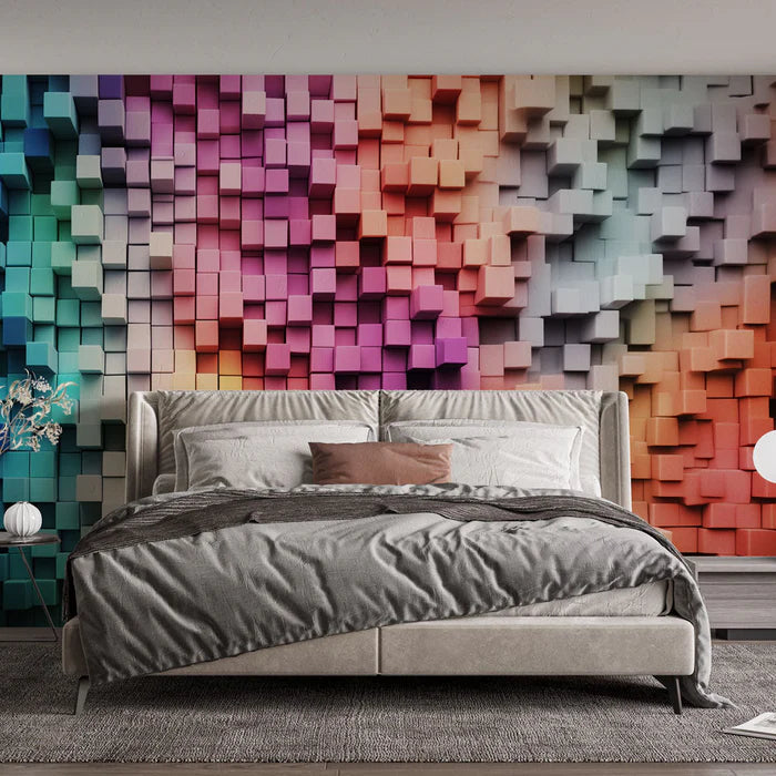 Mural Wallpaper | Multicolored 3D Cubes