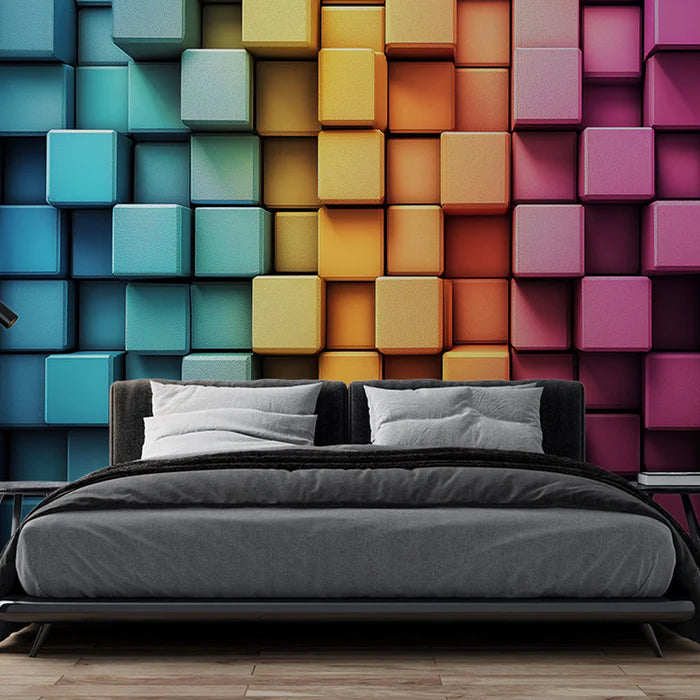Mural Wallpaper multicolored cubes | 3D Design