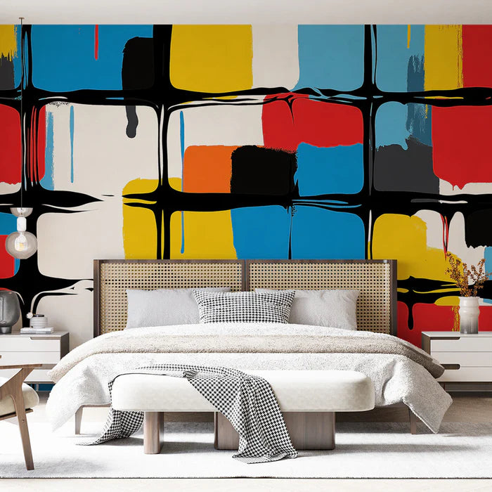 Abstract geometric Mural Wallpaper | Dripping paint