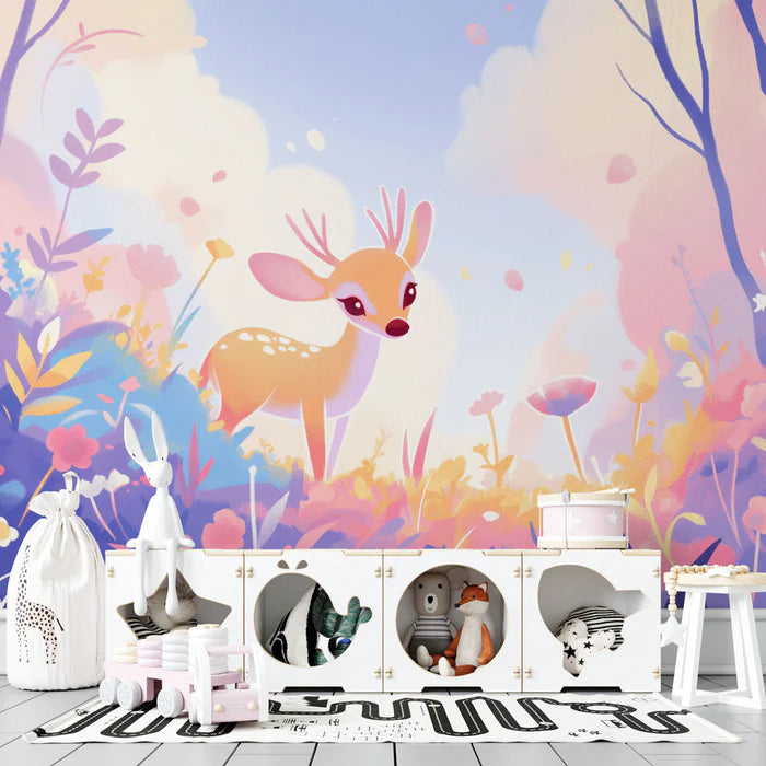 Deer Mural Wallpaper | Pastel Colors