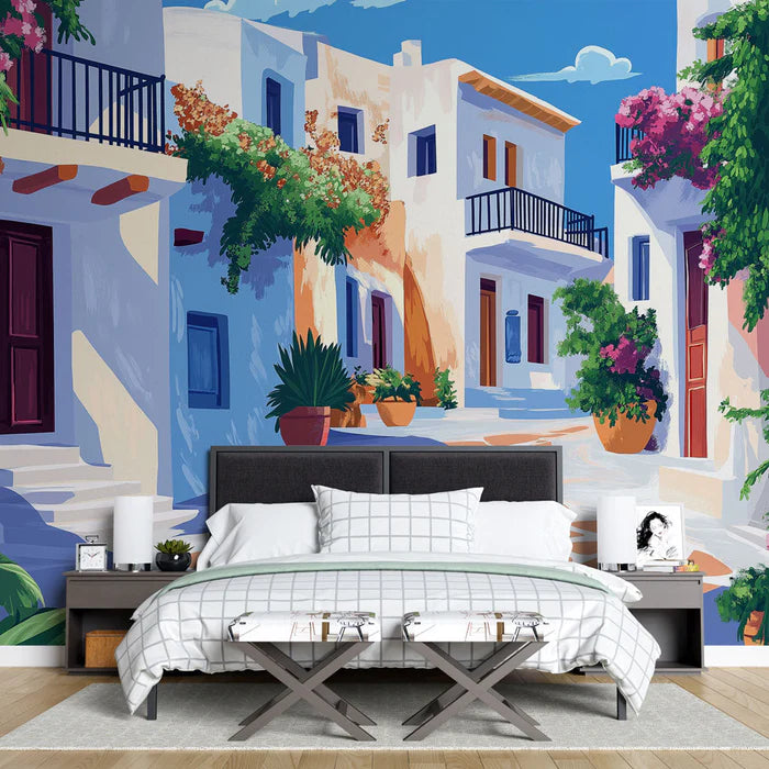 Mural Wallpaper Santorini | Charm of the sunny alleys