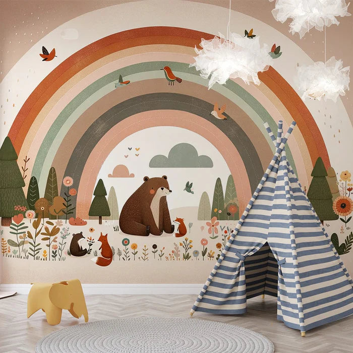 Rainbow Mural Wallpaper | Forest Animals