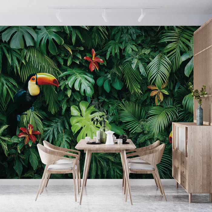 Mural Wallpaper jungle | Toucan and Tropical Foliage