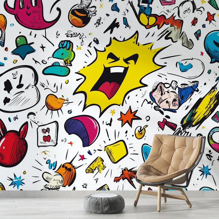 Mural Wallpaper graffiti | Dynamic and colorful style