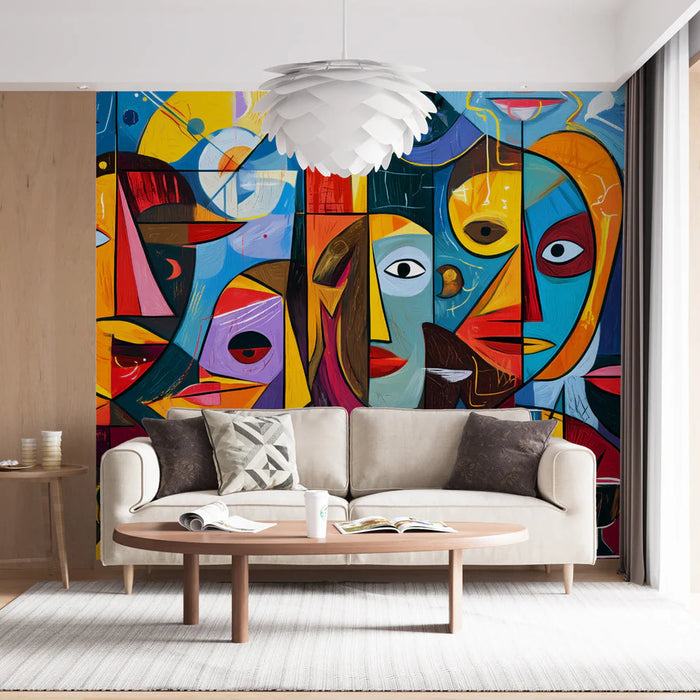 Abstract Mural Wallpaper | Geometric shapes and bright colors