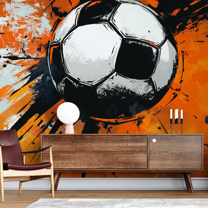 Mural Wallpaper football | Dynamic graphic design with soccer ball