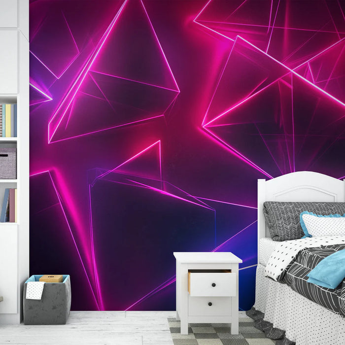 Mural Wallpaper teen room | Broken glass in rgb