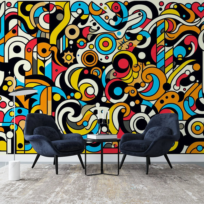 Street art Mural Wallpaper | Abstract art with vibrant colors