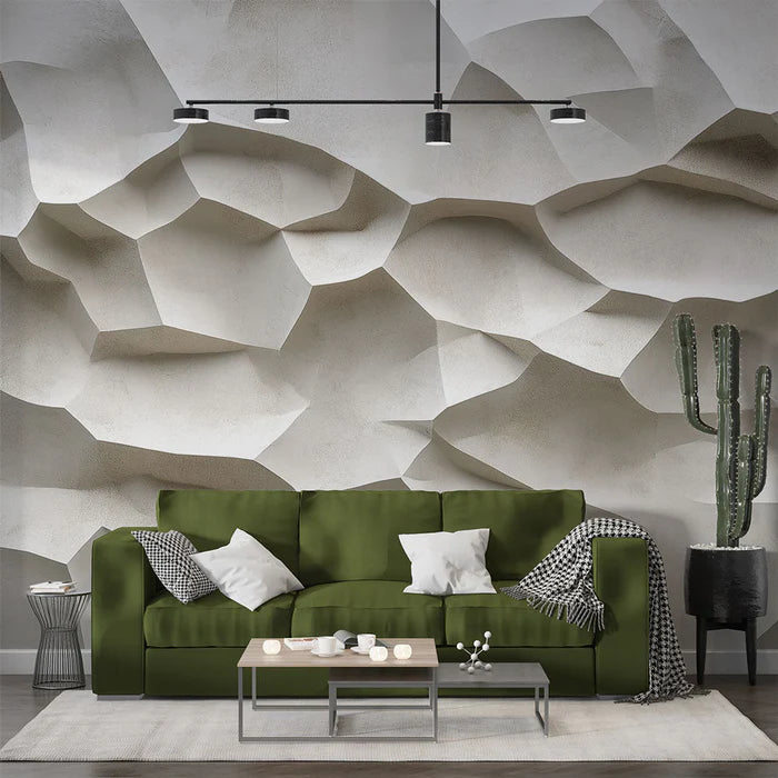 Mural Wallpaper relief | Three-dimensional texture in bright white