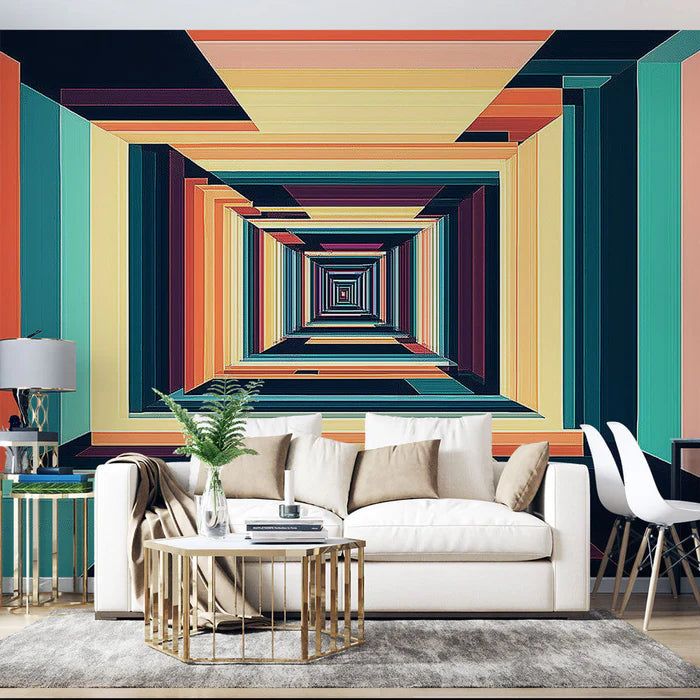 Mural Wallpaper | Saturated depth with colorful lines