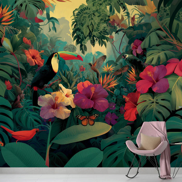 Mural Wallpaper tropical | Colorful exotic paradise