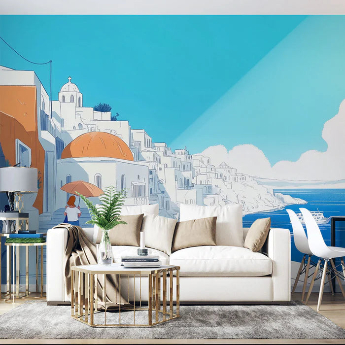 Mural Wallpaper Santorin | Mediterranean Escape