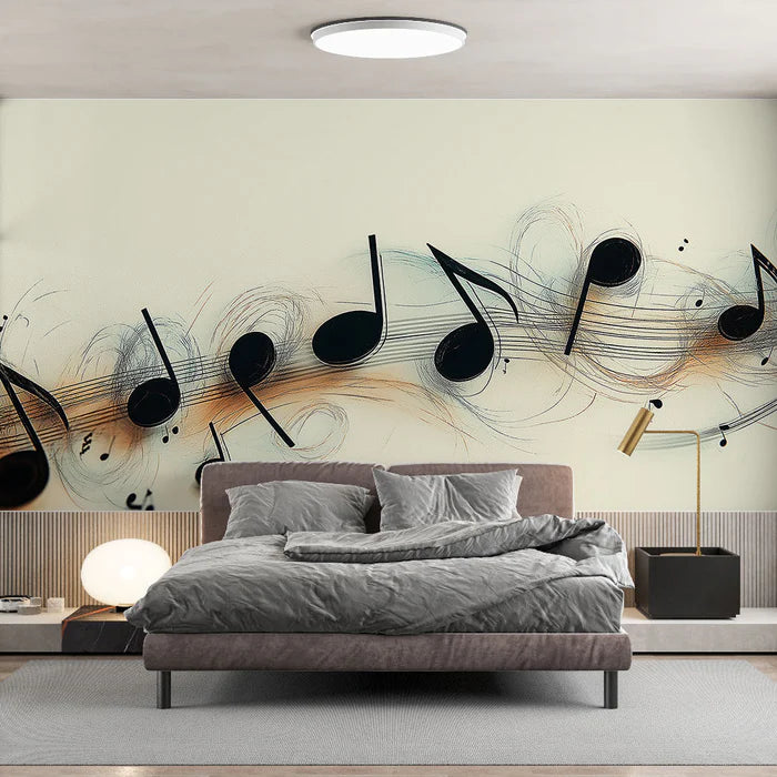 Mural Wallpaper musical | Motifs of moving musical notes