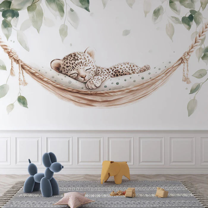 Mural Wallpaper baby leopard | Softness and nature