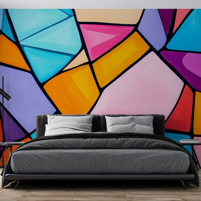 Abstract Geometric Mural Wallpaper | Multicolored Shapes
