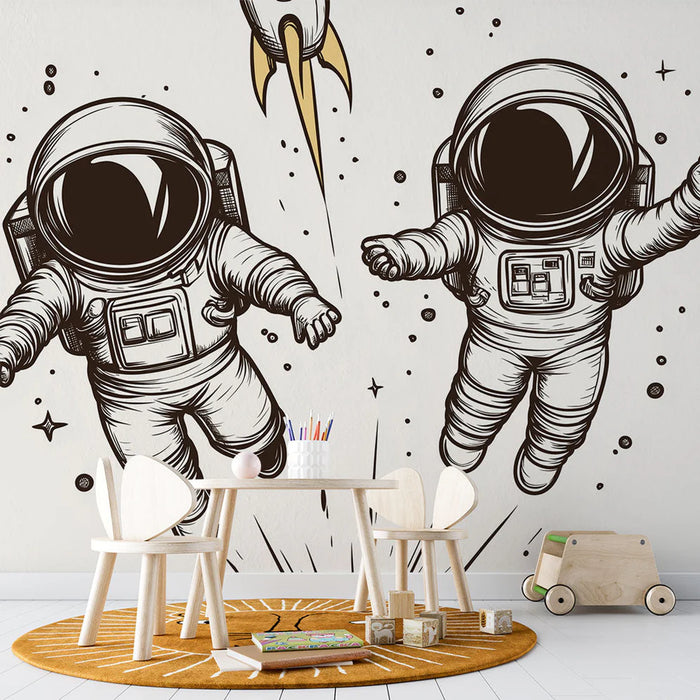 Mural Wallpaper astronaut | Two astronauts on a space adventure