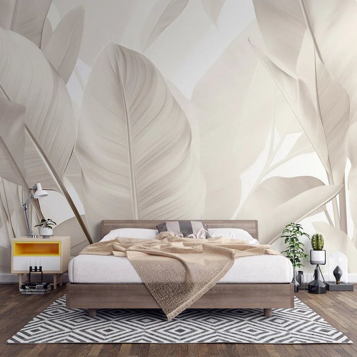 Beige Foliage Mural Wallpaper | Monochrome