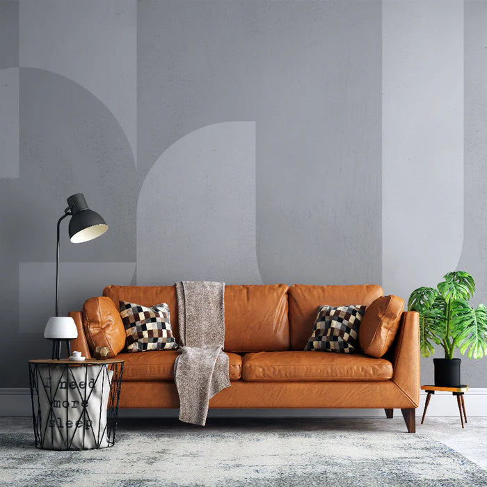 Mural Wallpaper art déco | Gray with circular shapes