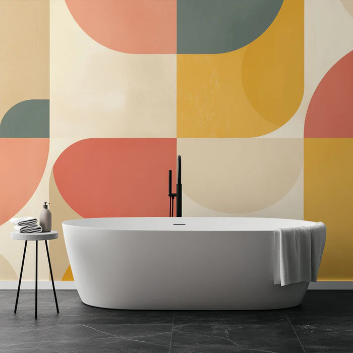 Mural Wallpaper bathroom | Various multicolored shapes art deco