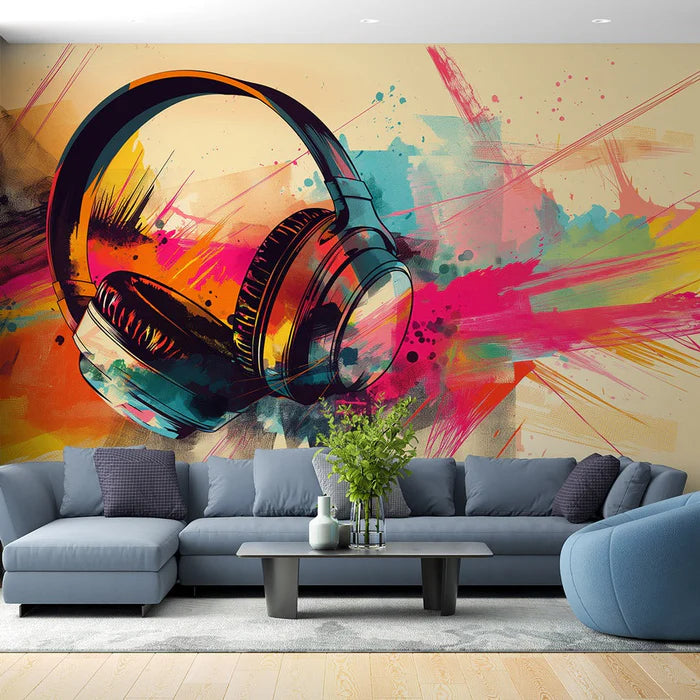 Music Wallpaper | Graffiti Style Headphones