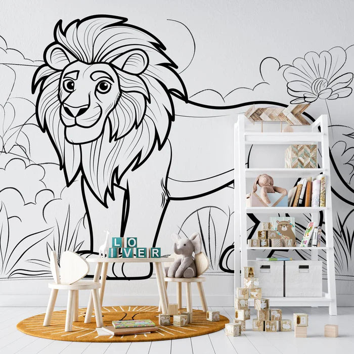 Mural Wallpaper coloring | The king of the savannah