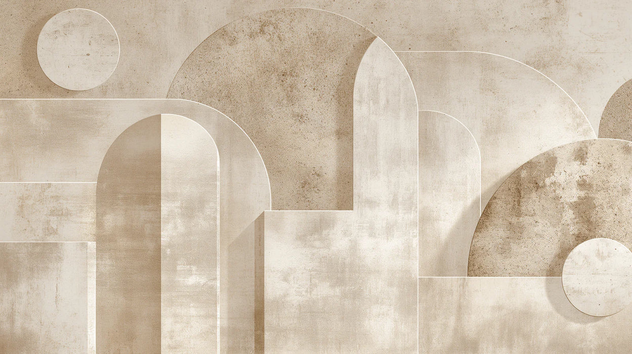 Art Deco Mural Wallpaper | Geometric Shapes Stone Effect