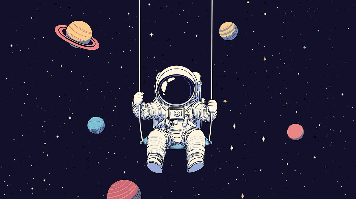 Mural Wallpaper astronaut | An astronaut swinging in the starry space