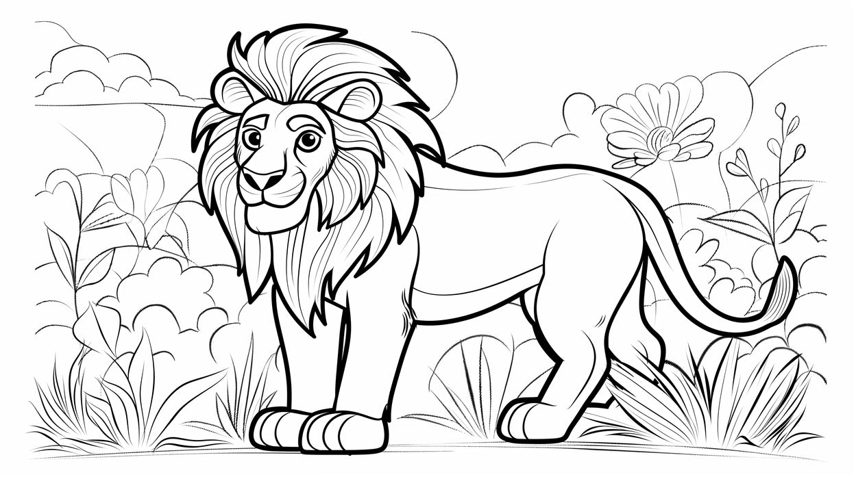 Mural Wallpaper coloring | The king of the savannah