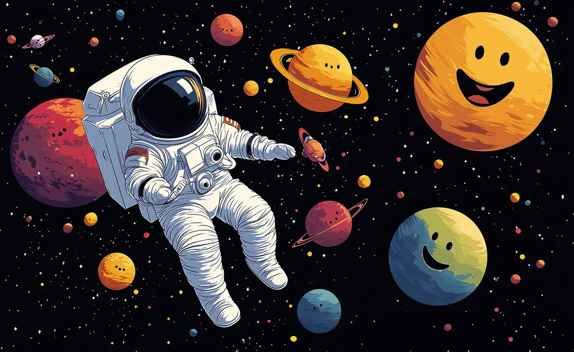 Mural Wallpaper astronaut | Happy and colorful universe