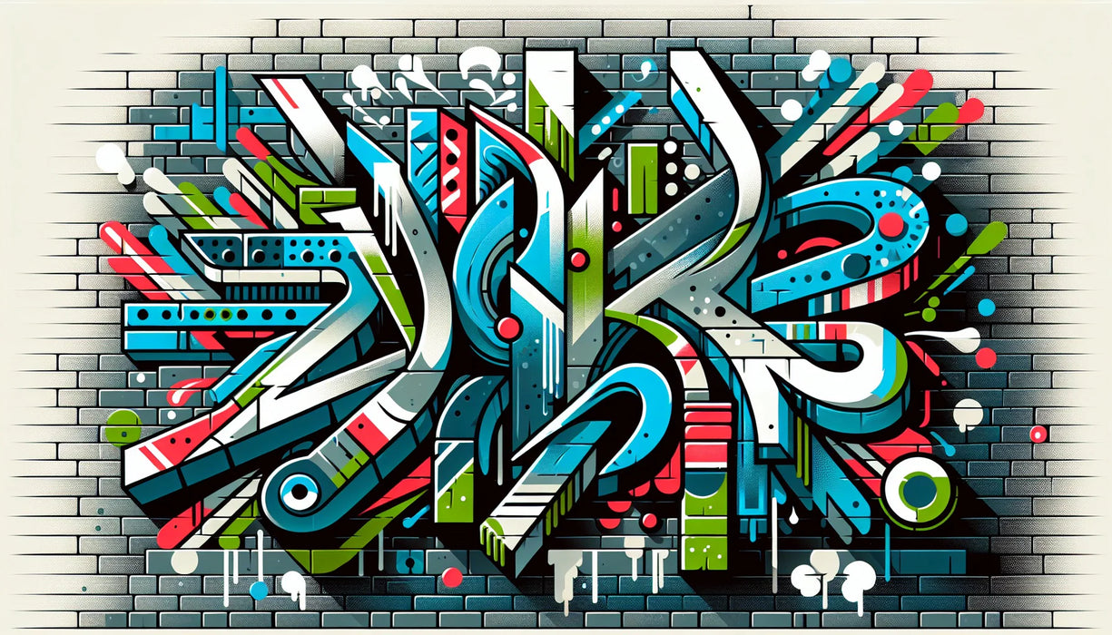 Street art Mural Wallpaper | Black brick wall with graffiti