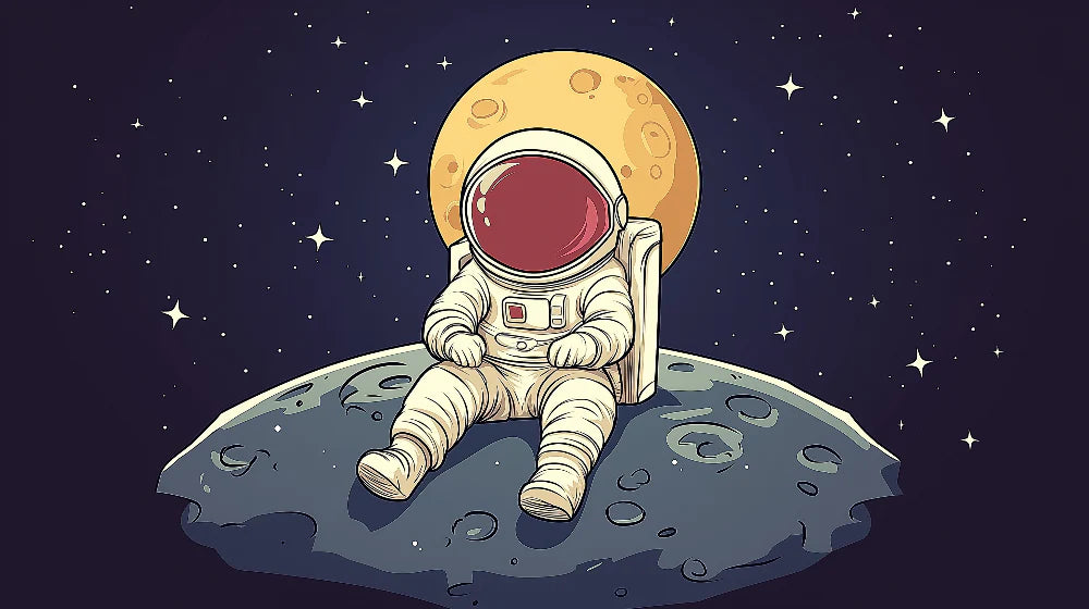 Mural Wallpaper astronaut | Playful illustrations of an astronaut on the moon