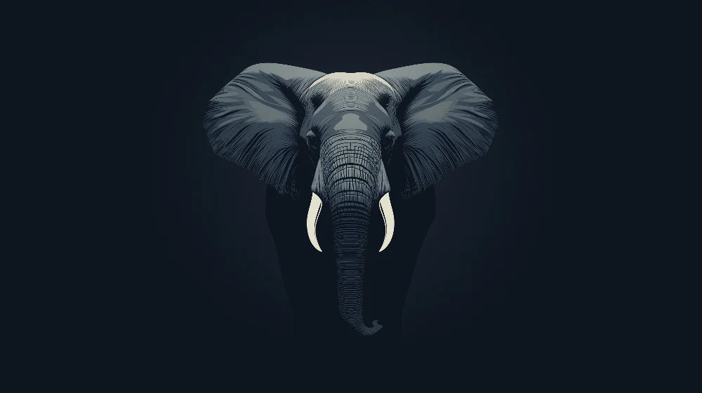 Mural Wallpaper elephant | Stylized illustration of a majestic elephant on a dark background