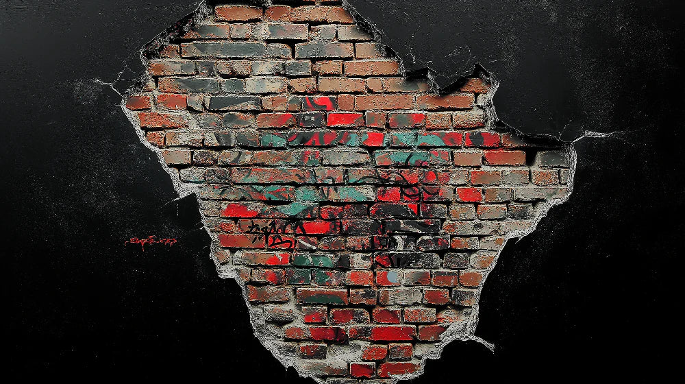 Mural Wallpaper brick wall | Brick wall effect with colorful graffiti