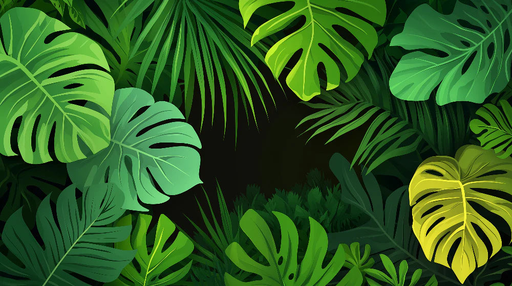 Mural Wallpaper green foliage | Monsteras and variations of greens