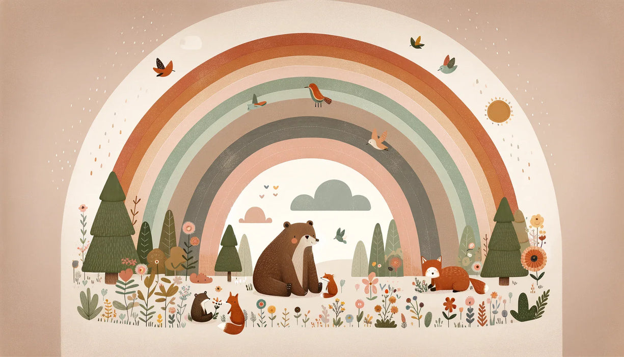 Rainbow Mural Wallpaper | Forest Animals