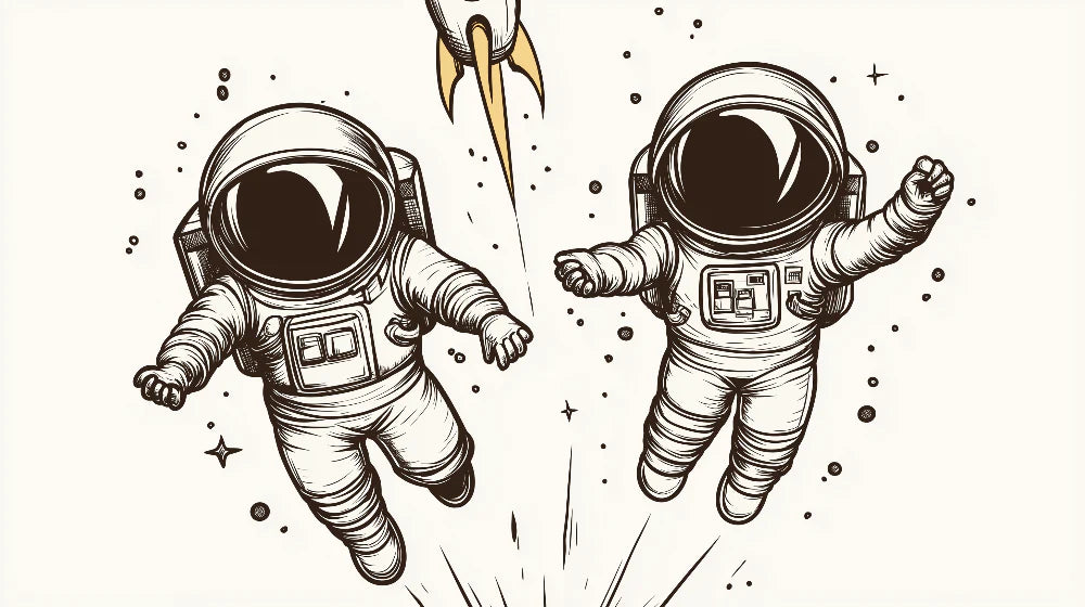 Mural Wallpaper astronaut | Two astronauts on a space adventure