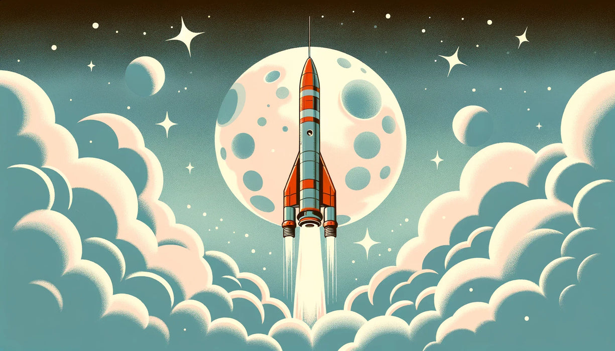 Space Mural Wallpaper | Rocket Taking Off to the Moon