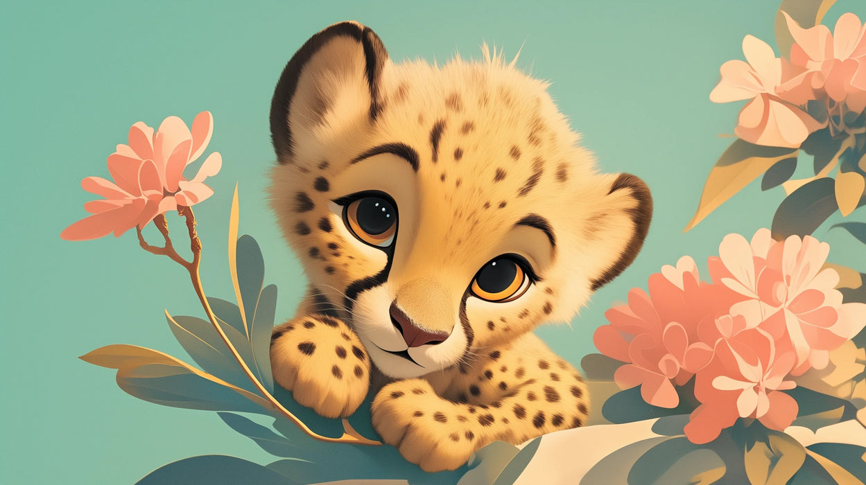 Cheetah Wallpaper | Pink Flowers