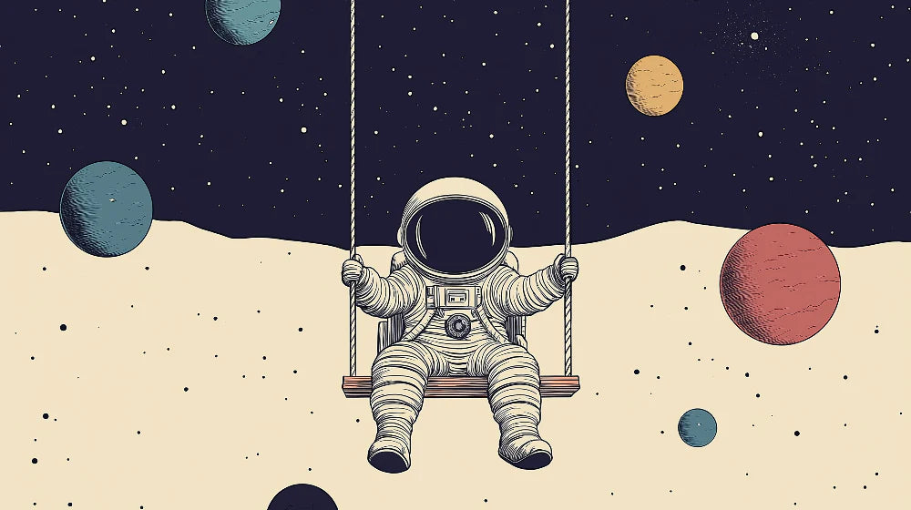 Mural Wallpaper astronaut | An astronaut swinging in the starry space