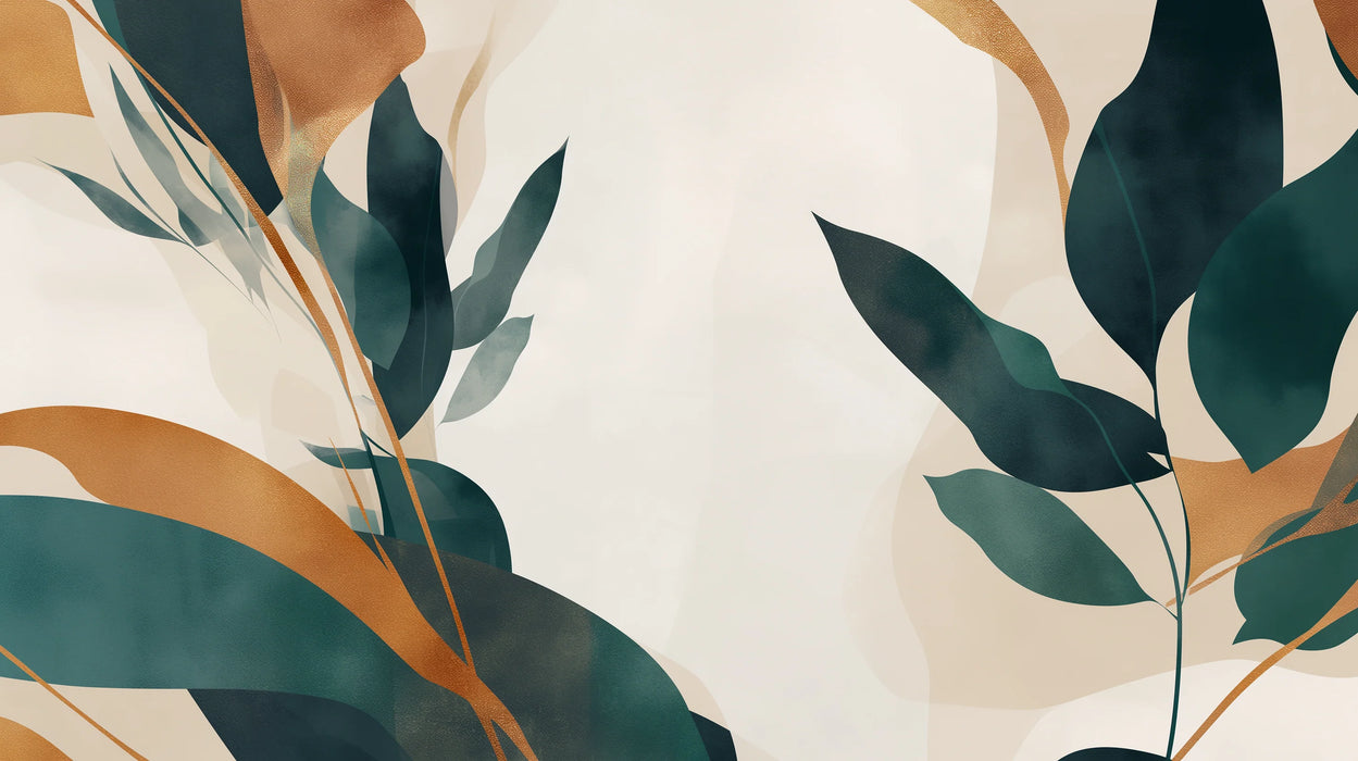 Chic Foliage Mural Wallpaper | Orange and Green