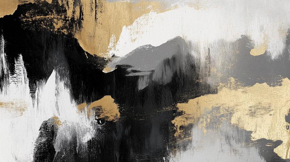 Mural Wallpaper Abstract | Black, White and Gold