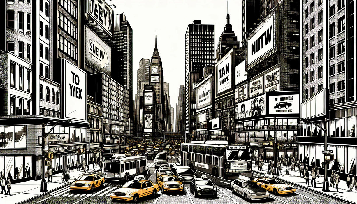 Comic Mural Wallpaper | Depiction of Manhattan with Yellow Taxis